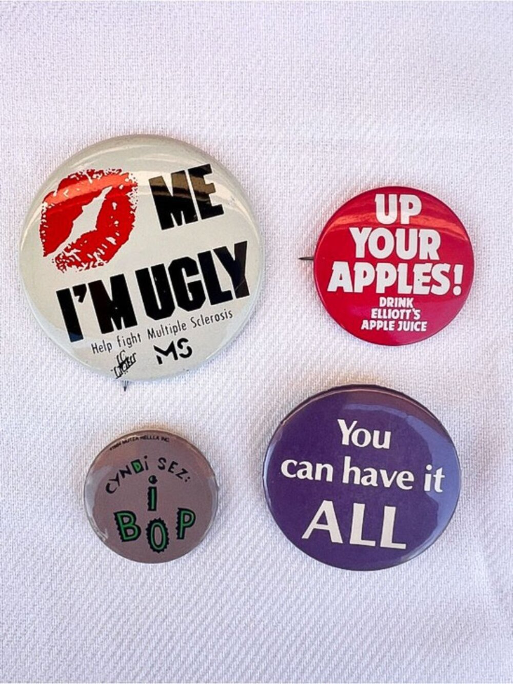 Assorted Vintage 80's Slogan Pinback Button Lot - Cyndi sez: I BOP